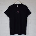 Actual Fact Daft Punk Embroidered Pink on Black Tee T-shirt
