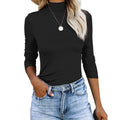Women Fall Winter Turtleneck Shirts Long Sleeve Solid Color Casual Fitted Top