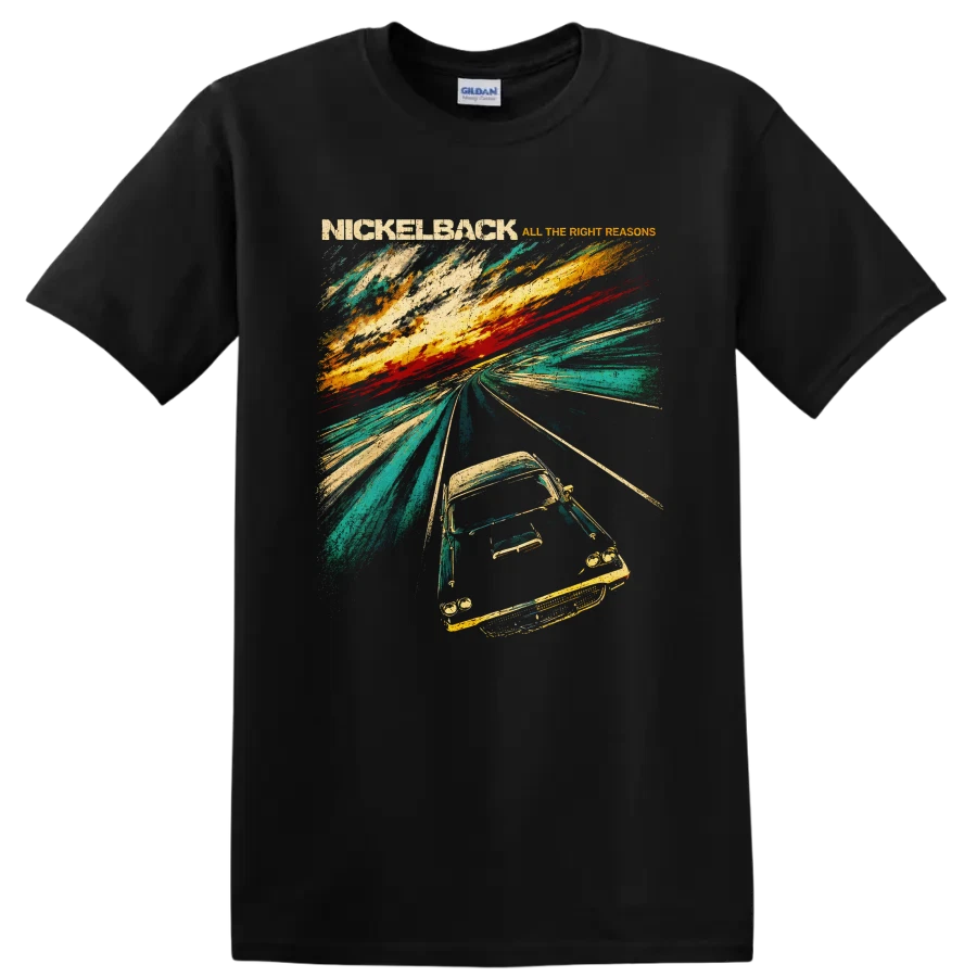 Nickelback All The Right Reasons Road Car Rock Band Graphic Vintage T Shirt Tee