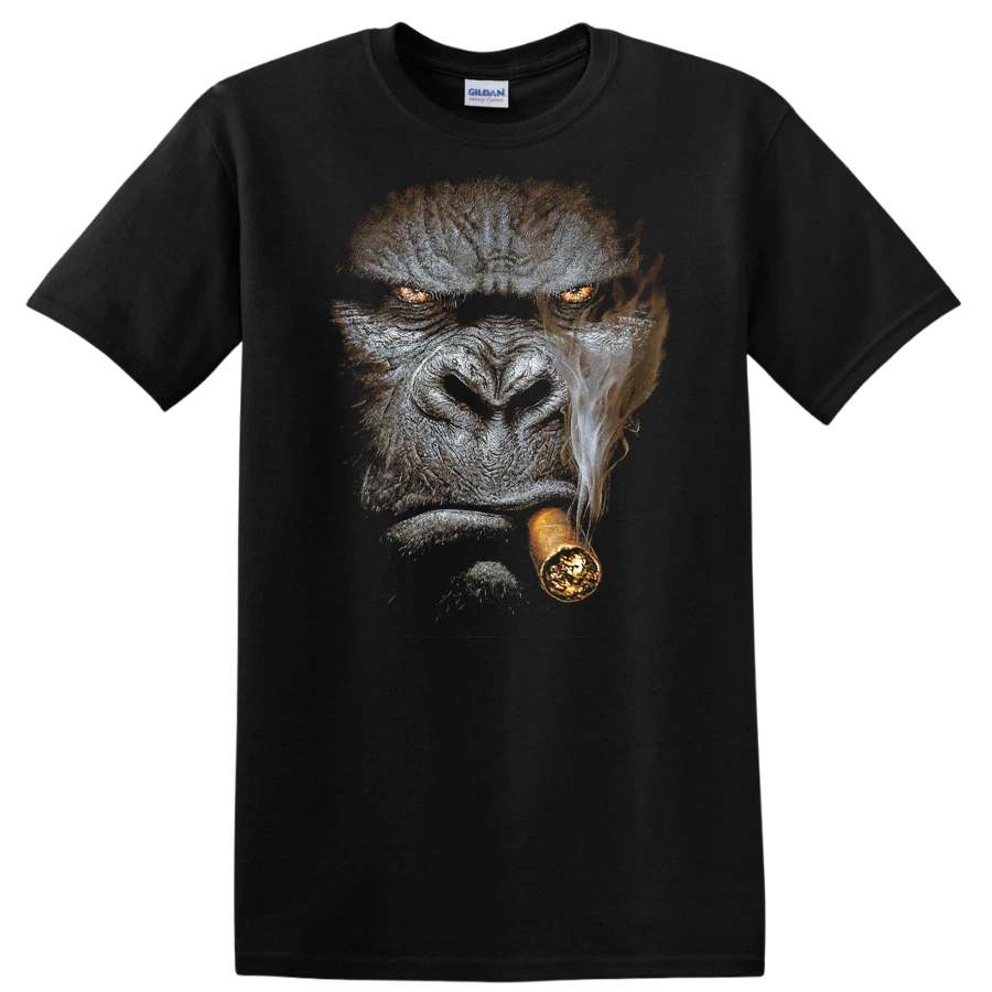 Funny Monkey Face Smoking Cigar T Shirt Graphic Novelty Tee Cool Gift