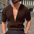 Men's Muscle V-Neck T Shirt Short Sleeve Shirt Gym Workout Athletic Tee Shirts