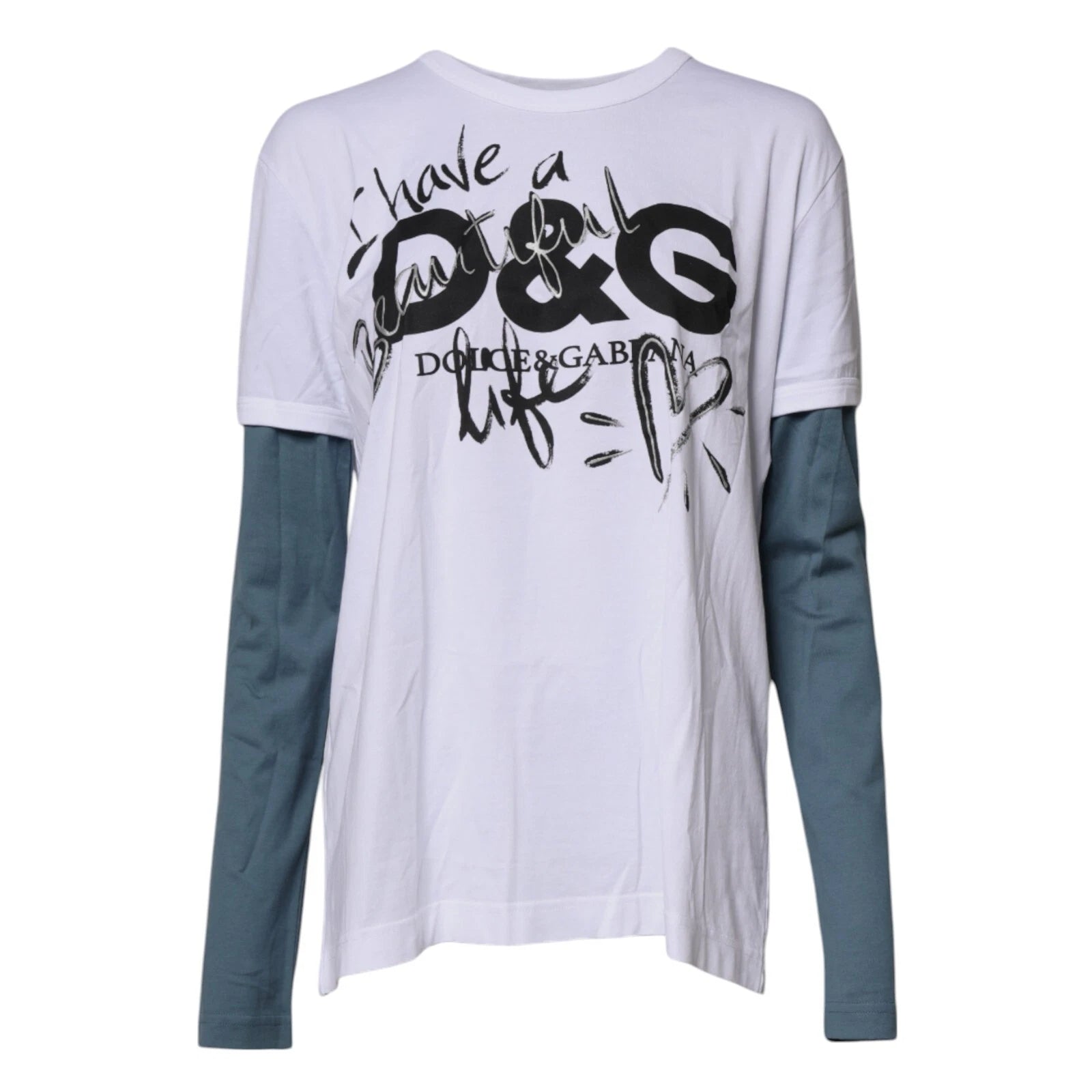 DOLCE & GABBANA T-shirt White Graphic Print Cotton Crew Neck IT42 / US32 520usd