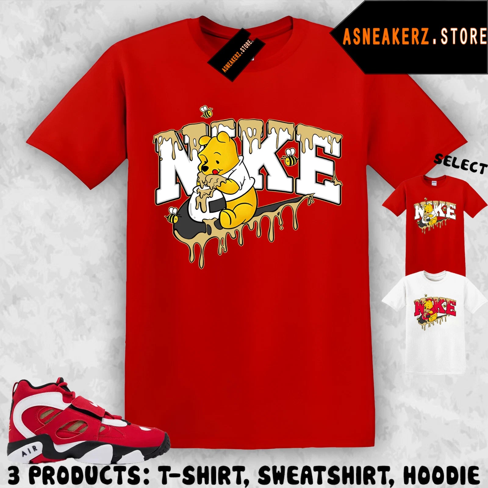 Tee Shirt Matching Air Diamond Turf 2 Fire Red 2026 Match Winnie P Bear T-Shirt