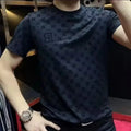New Men Luxury Rhinestones B Letter Black T-Shirt High Quality