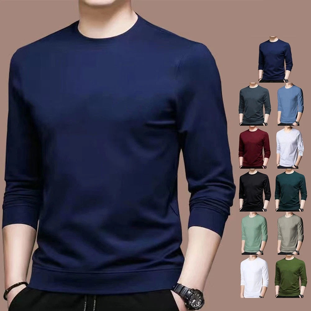 Men's Wine Casual for Slim Fit Long Sleeve Tshirt Undershirt Pullover
