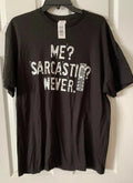 ME? SARCASTIC? NEVER. Mens Black Graphic Delta Pro T Shirt Size Large NWT