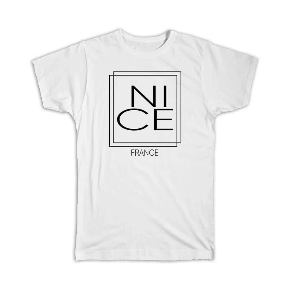 Gift T-Shirt : NICE France Square Modern Minimalist Font