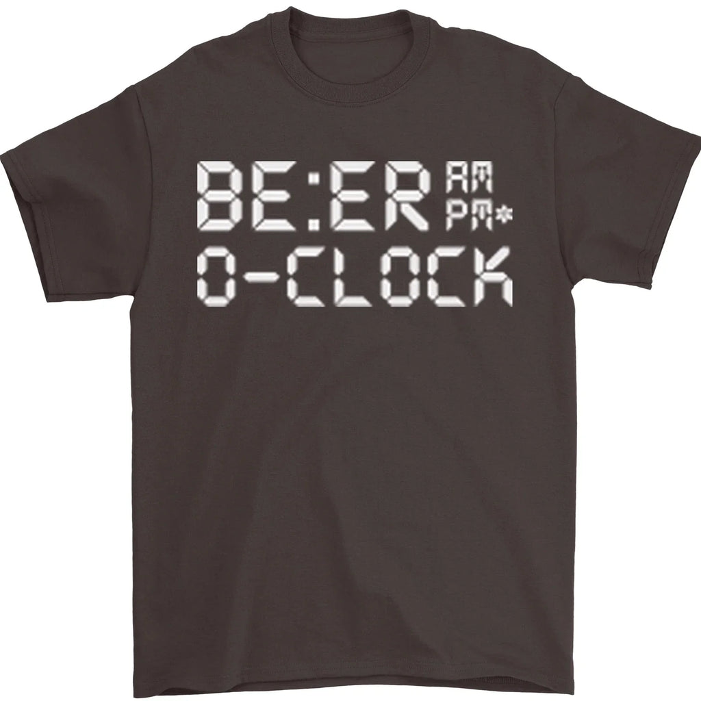 Beer OClock Funny Alcohol Drunk Humor Mens T-Shirt 100% Cotton