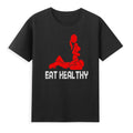 Eat Healthy Adults Rude Sexy Funny Meme T-Shirt Vintage Men's Short Sleeve Tee