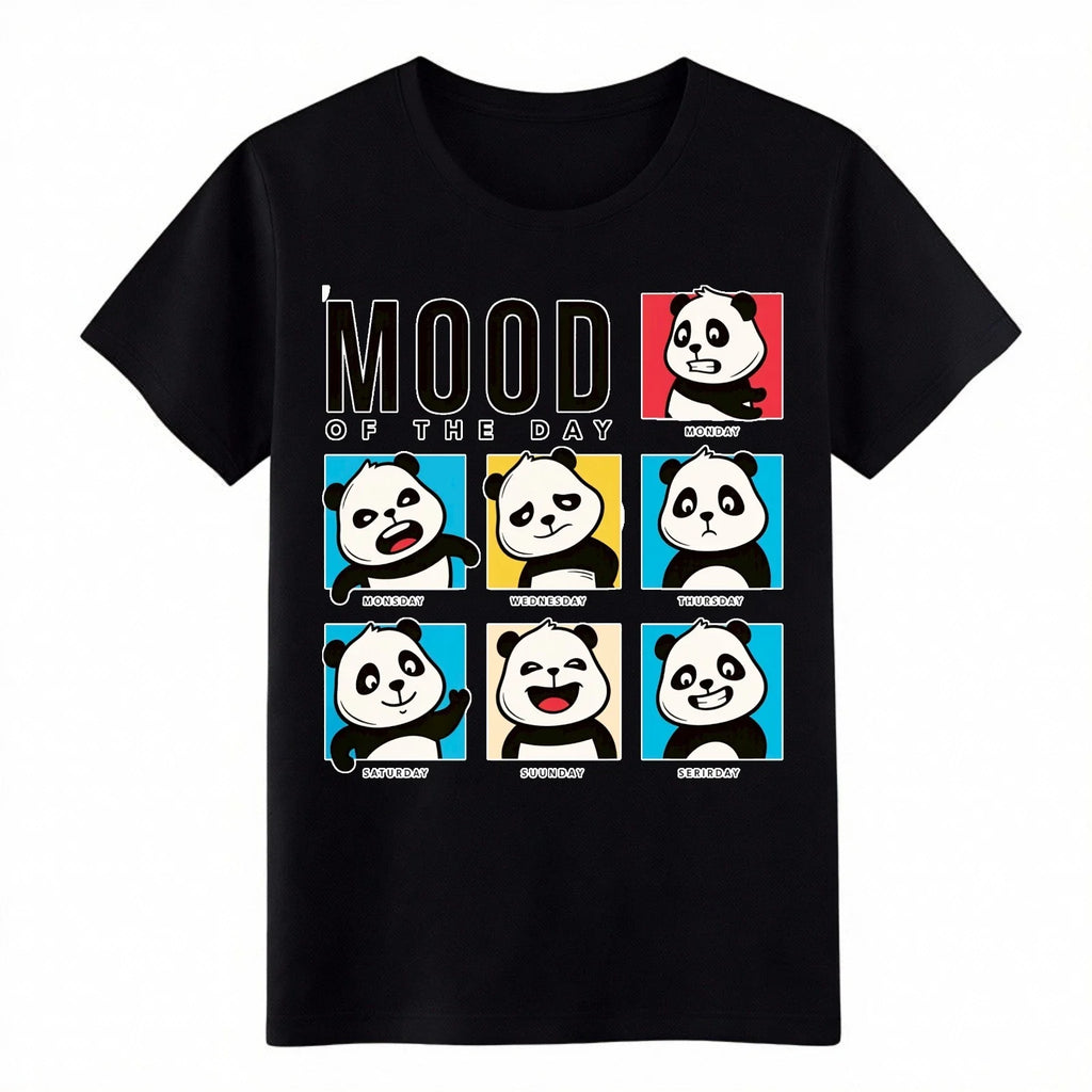 "Mood of the Day" Funny Panda Weekday Mood T-Shirt, Humor Graphic Tee