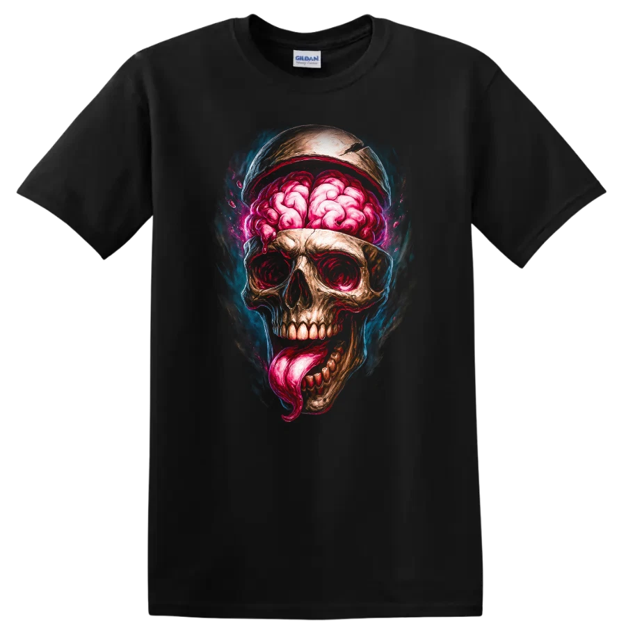 Skull Brain T Shirt Creative Graphic Art Design Cool Horror Tee