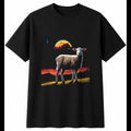 Lamb in Moonlight Sheep Cute Mens T-Shirt Black 100% Cotton Graphic Tee Kawaii