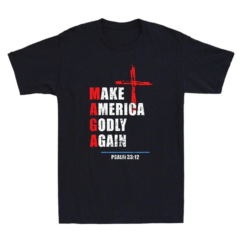 Make America Godly Again Psalm 33:12 Funny Christian Faith Quote Men's T-Shirt