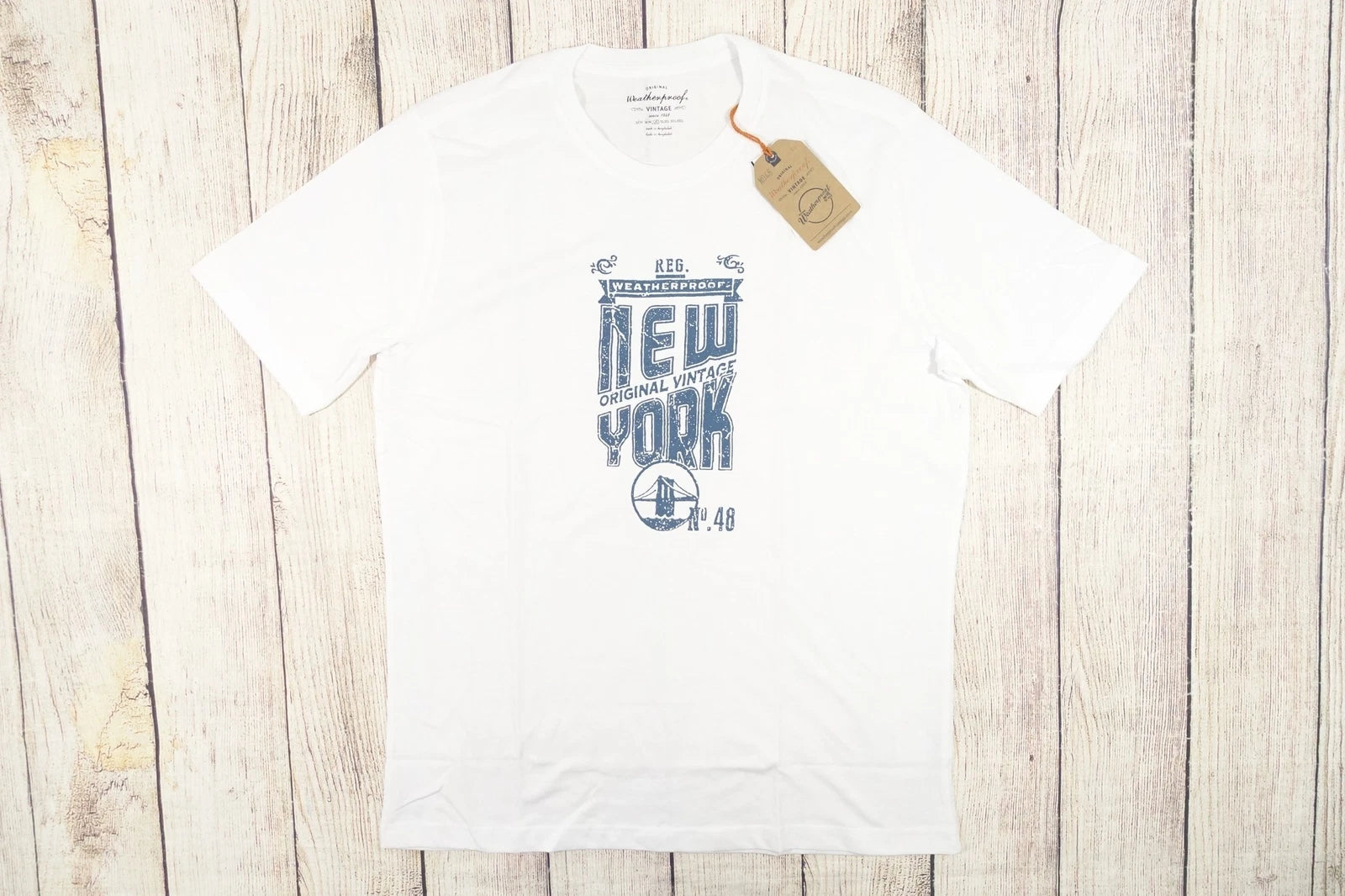ORIGINAL WEATHERPROOF VINTAGE WHITE LARGE NEW YORK BROOKLYN TSHIRT MENS NWT NEW