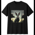 Double Exposure Flemish Giant Rabbit Torn Paper Cute Mens T-Shirt Black Kawaii