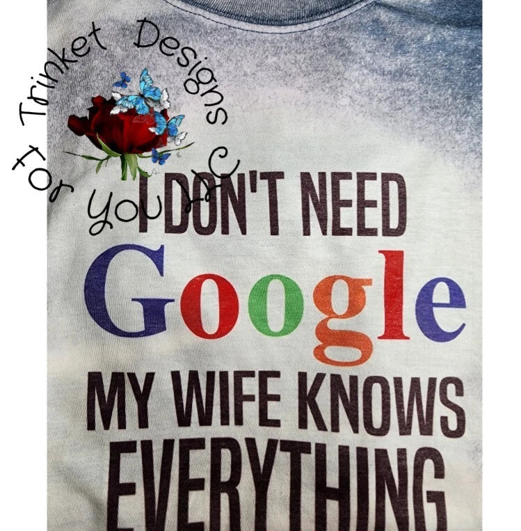 Short Sleeve T-shirt Funny Quotes Wife Knows Everything  Soft T-shirts Handmade