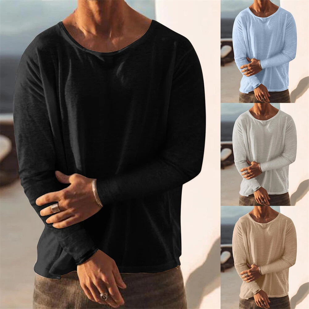 Men Sport Long Sleeve T Shirt Crew Neck Top Running Tee Pullover Sweatshirt