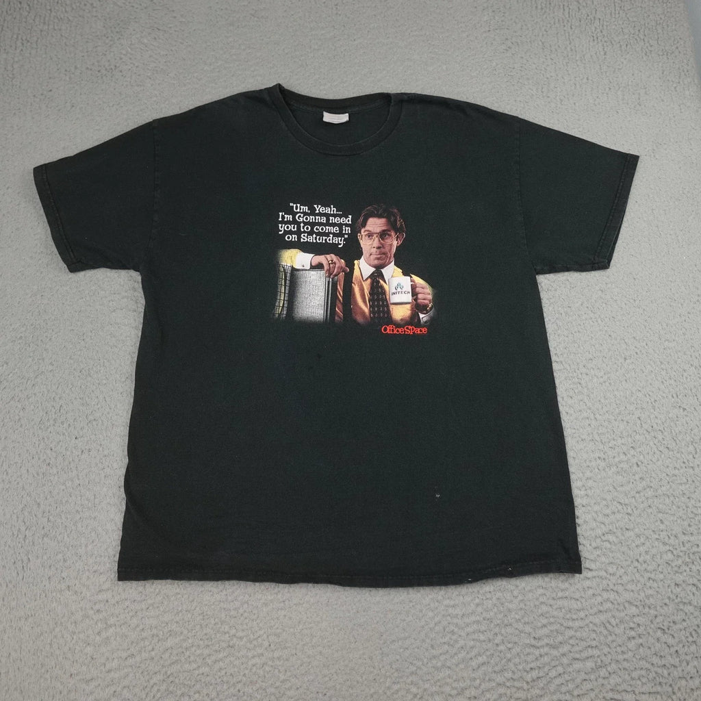 Vintage Office Space Shirt Mens XL Black Hanes Graphic Movie Bill Lumbergh