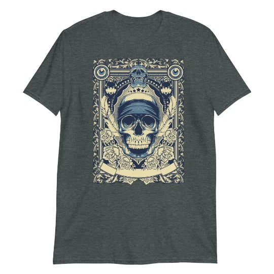 Gothic Skull Unisex T-Shirt Heavy Metal Rock Punk Skull Biker