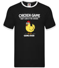 Game Over Chicken Funny Graphic - Men's Ringer - Chickens Love Meme Novelty