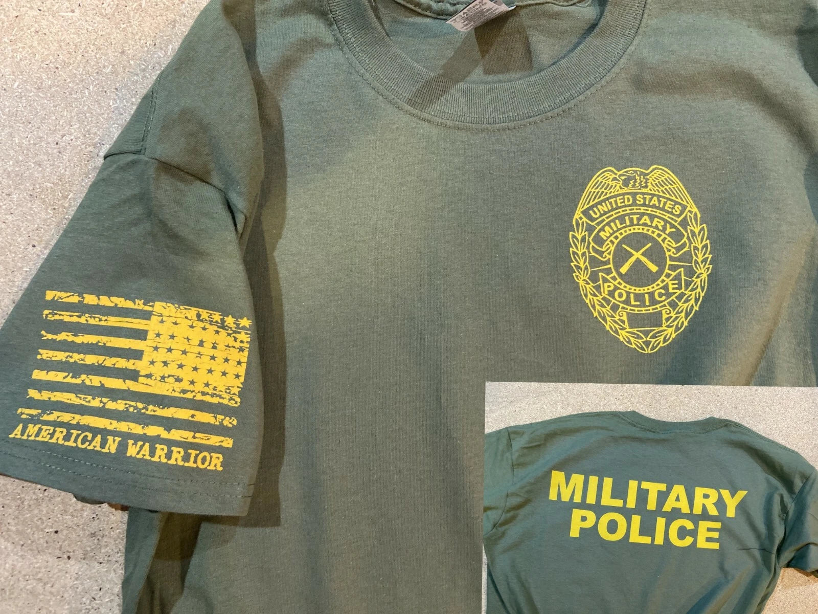 Military Police Tshirt with badge , Flag Military also available in 3, 4 5X 419