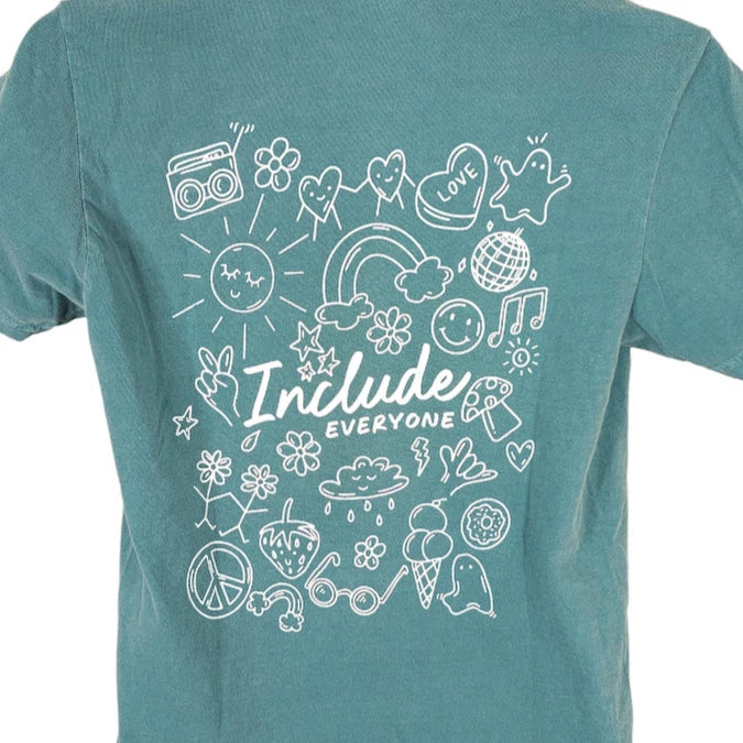Include Everyone T Shirt Mens Size Small Blue Cute Rainbow Hearts Ghosts