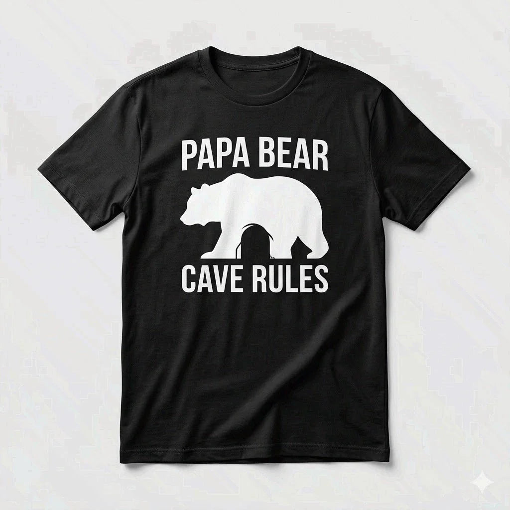 Papa Bear Cave Rules Tee Funny Father’s Day Gift for Dad