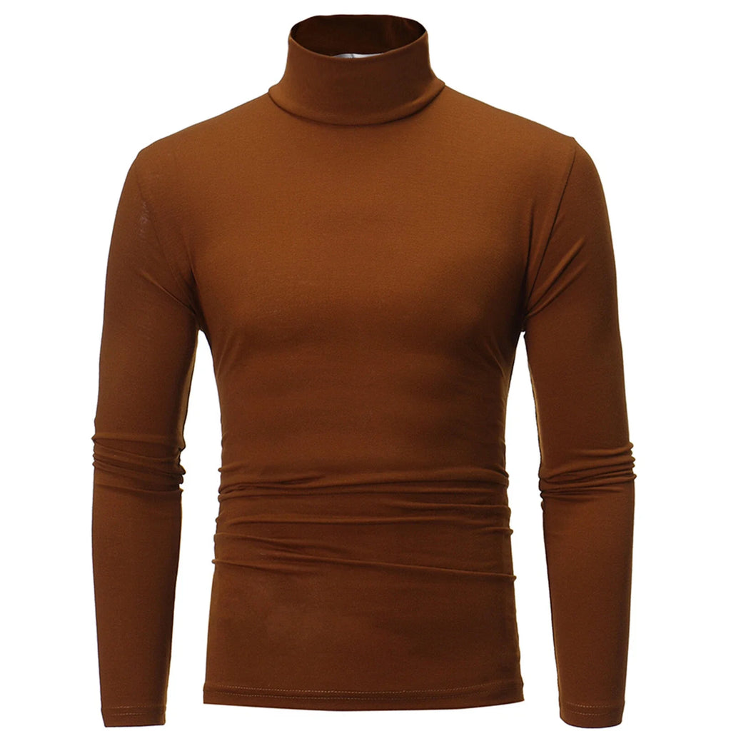 US Men Blouse Knitted Tops Henley Top Turtleneck Shirts Outdoor Pullover Fitness
