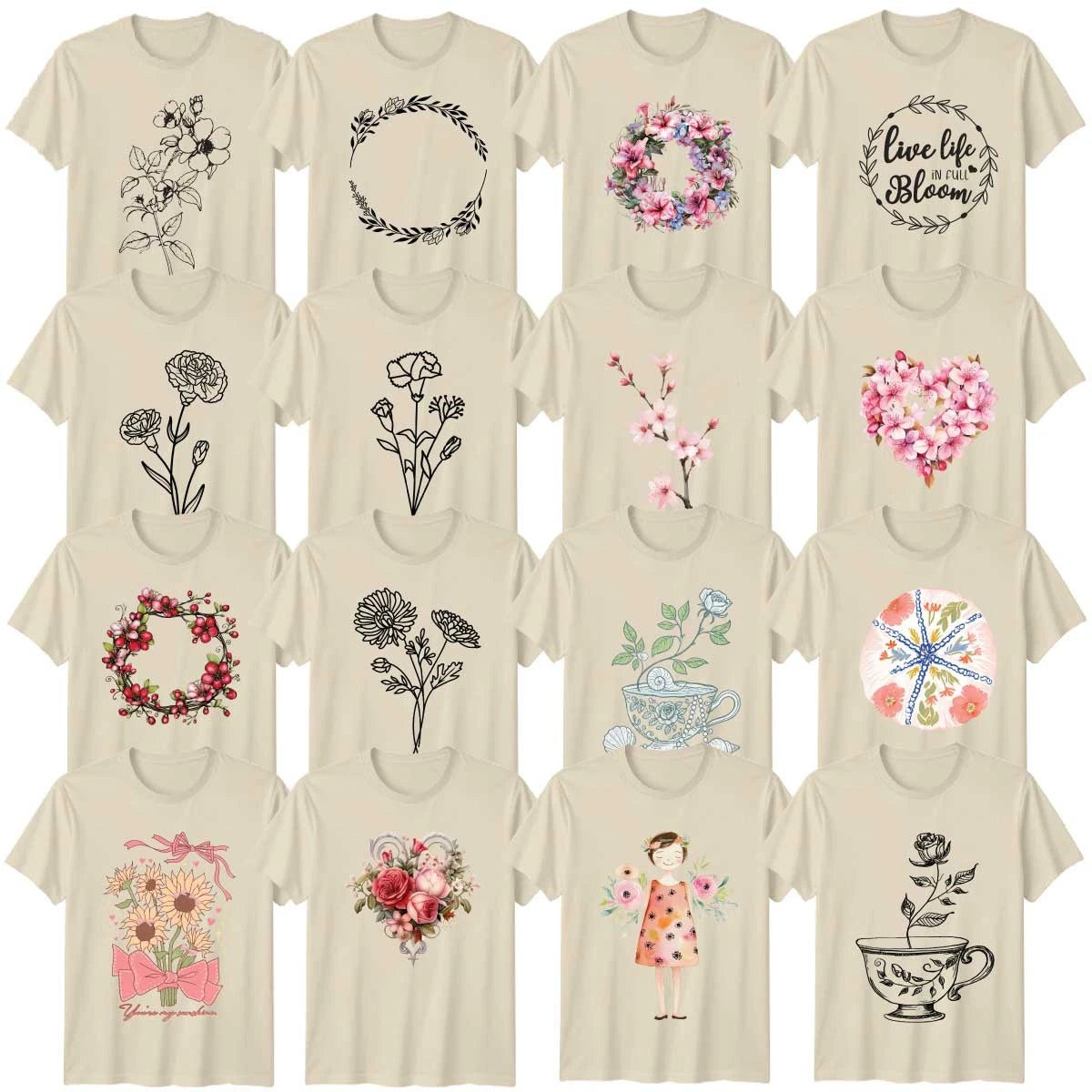 Boho Botanical Wreath Adult T-Shirt Cottagecore Nature Lover Gift
