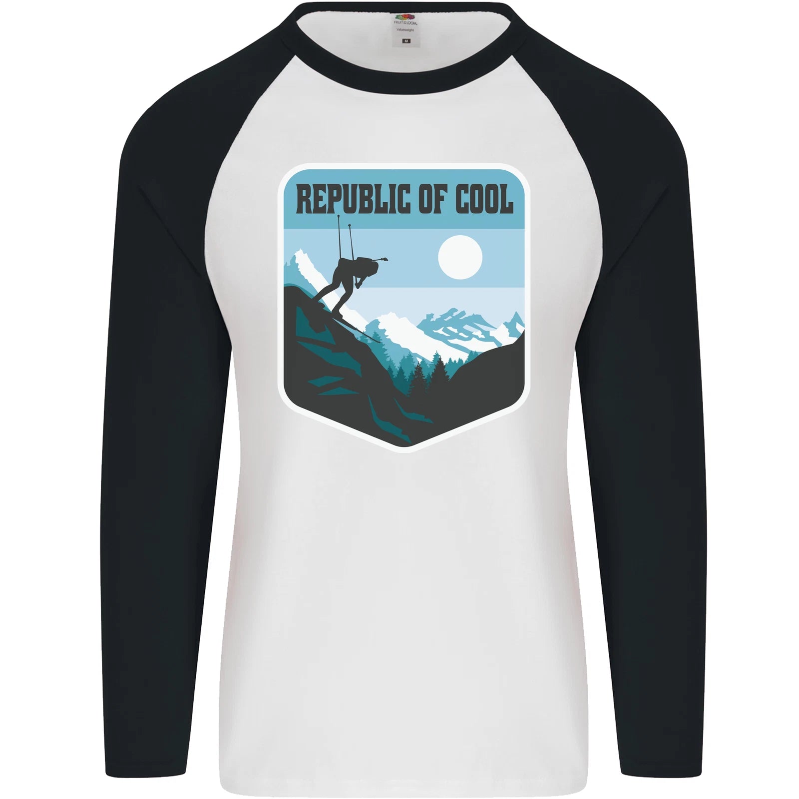 Republic of Cool Skiing Skier Ski Mens L/S Baseball T-Shirt