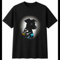 Double Exposure Puppy Shattered Dog Mens T-Shirt Black 100% Cotton Kawaii Unisex