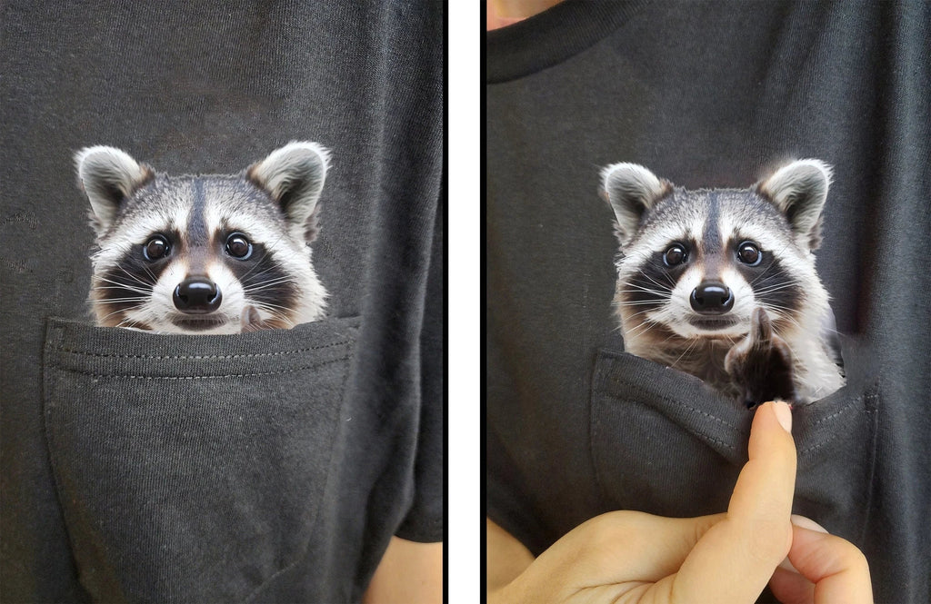 Funny Raccoon Shirt - Humor Raccoon Hidden Middle Finger Pocket - Raccoon