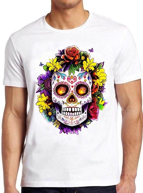 Floral Sugar Skull Day of the Dead Dia De Top Funny Cool Gift Tee T Shirt M1163
