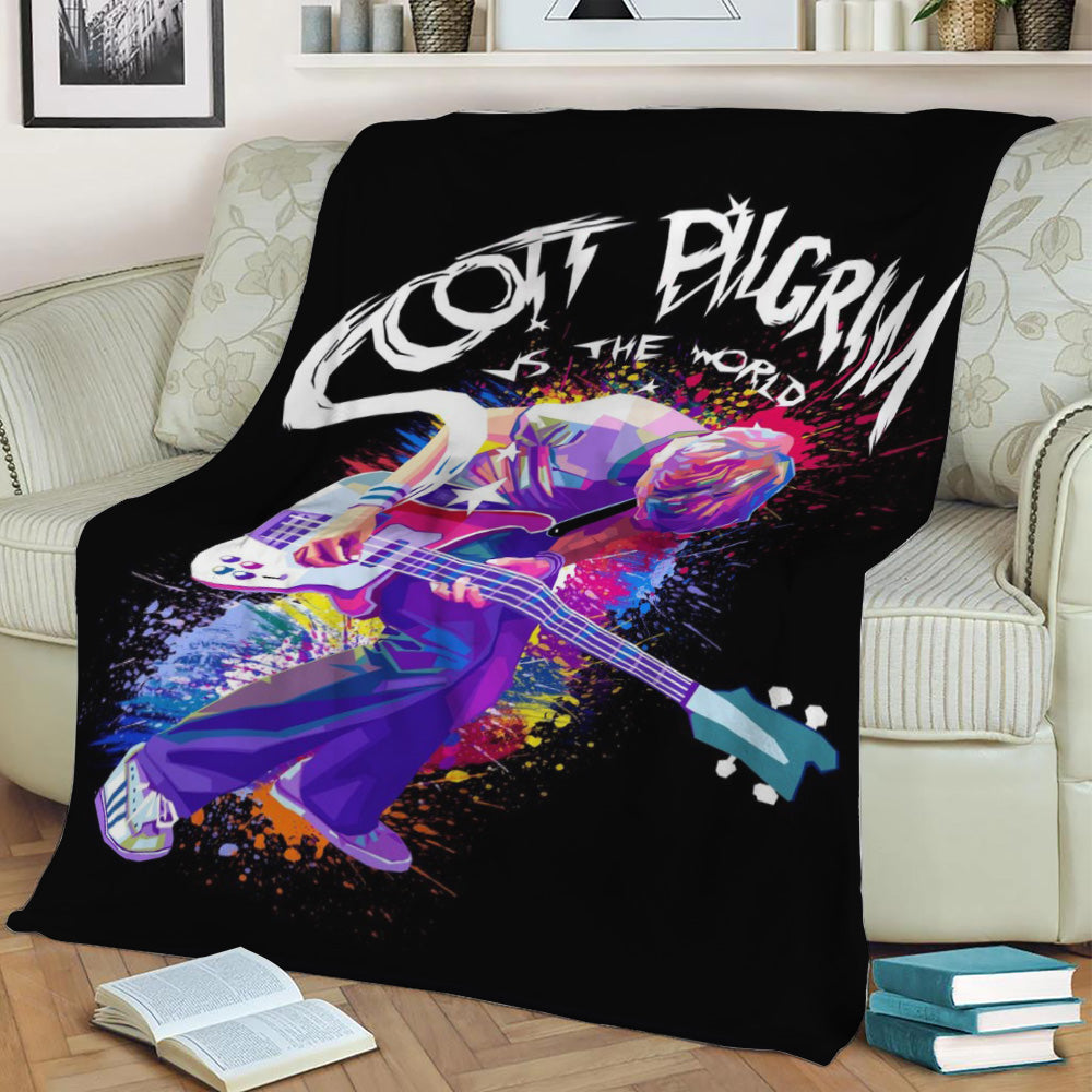 scott pilgrim pop art Fleece Throw Blanket
