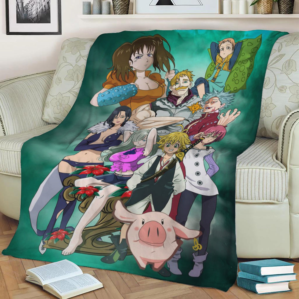 seven deadly sins anime Fleece Throw Blanket