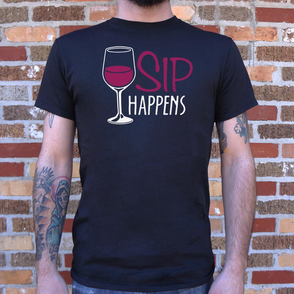 Sip Happens Wine Glass Pun