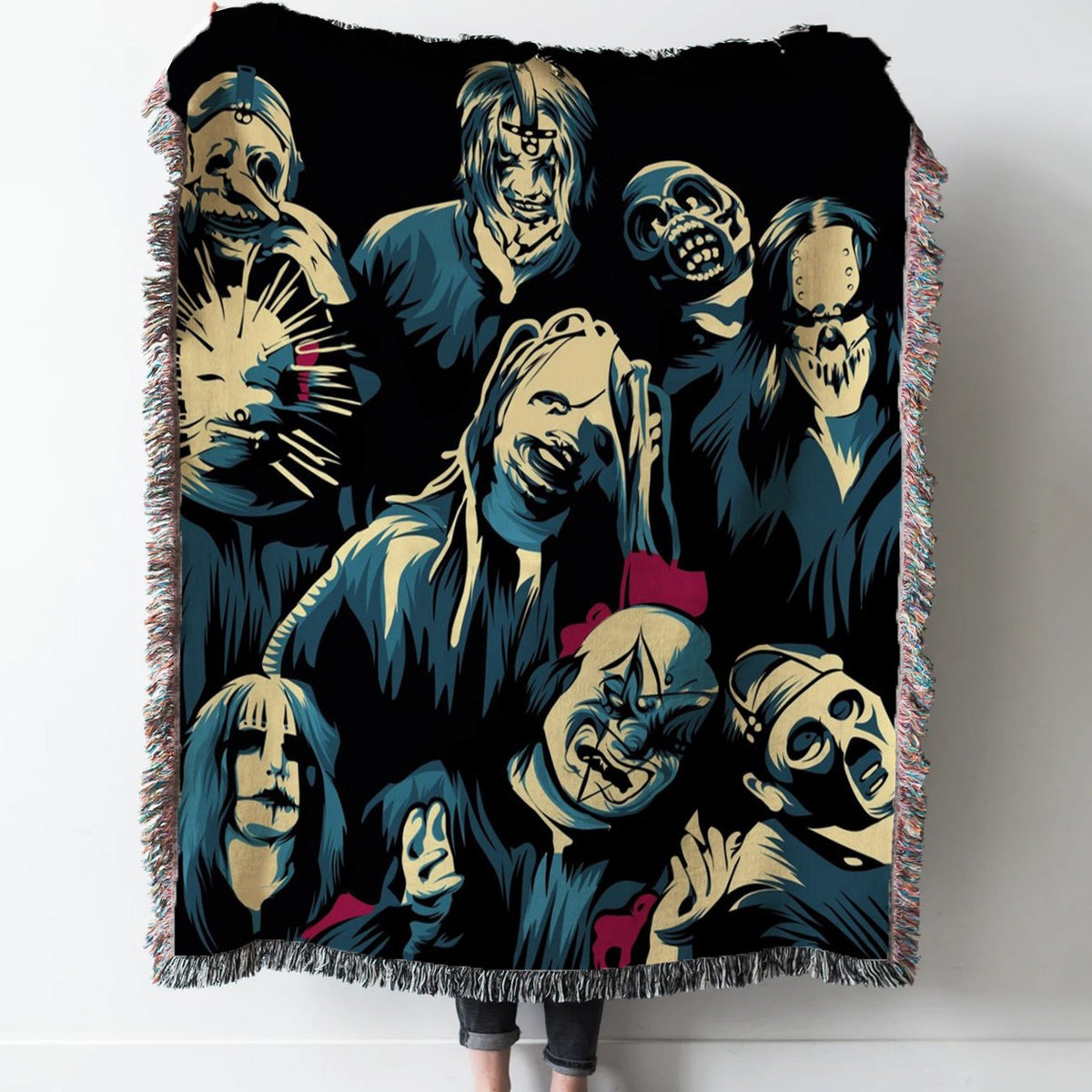 slipknot band Woven Tapestry Throw Blanket with Fringe