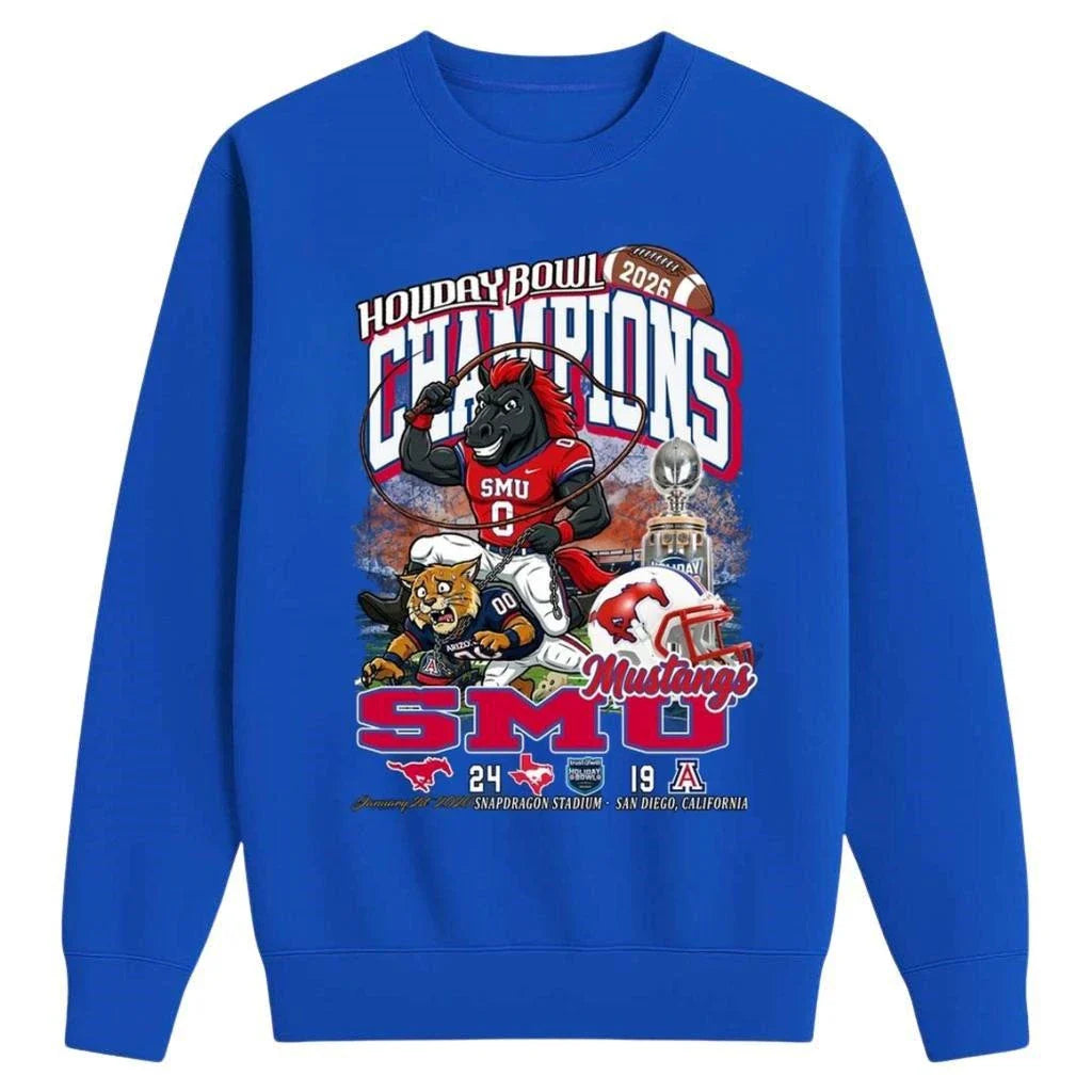 SMU Mustangs Holiday Bowl Champions 2026 Fan Celebration Mascot Shirt