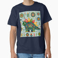Scandinavian Folk Art Cute Green Stegosaurus Dinosaur by heidiannemorris © by FOLK ART FUSION by heidiannemorris