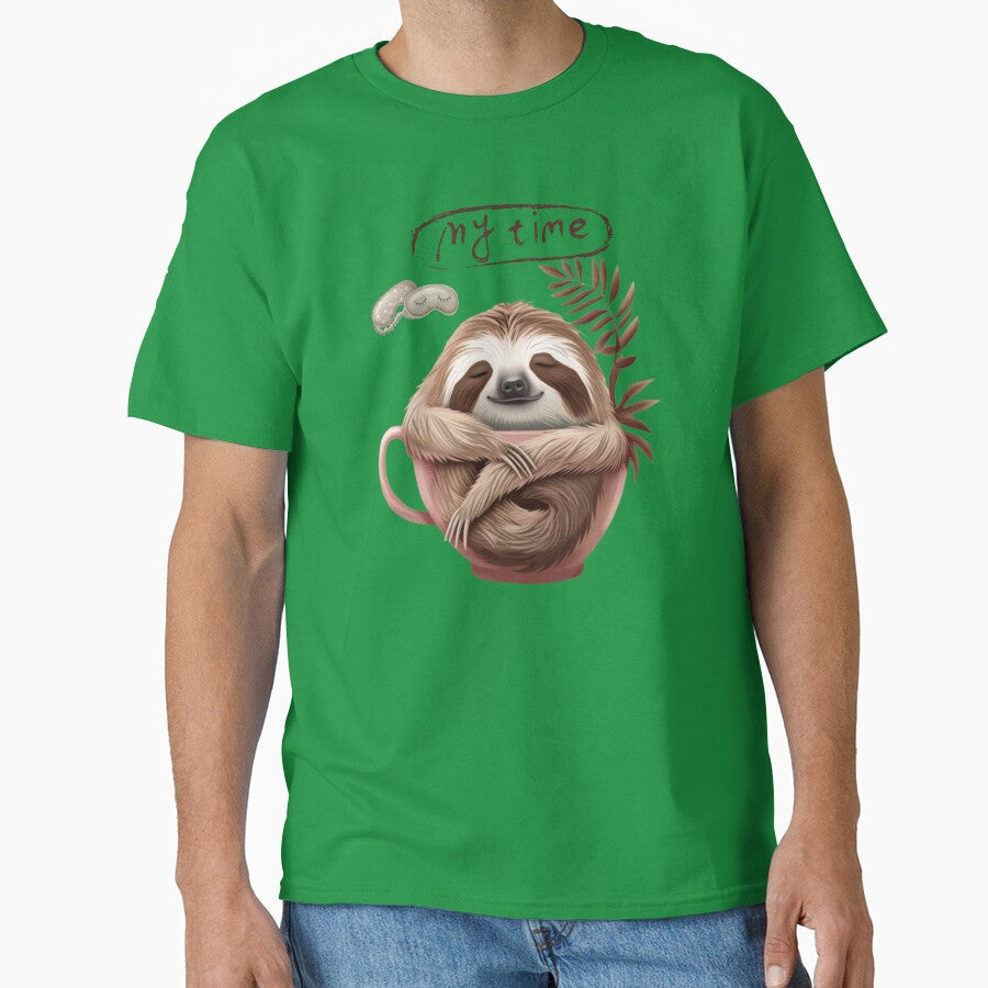 sleeping sloth animal classic tshirt by anandsiva2703