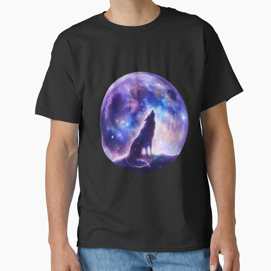 Cosmic Wolf Moon Galaxy Howling Wolf Celestial Art by Crystal Moon