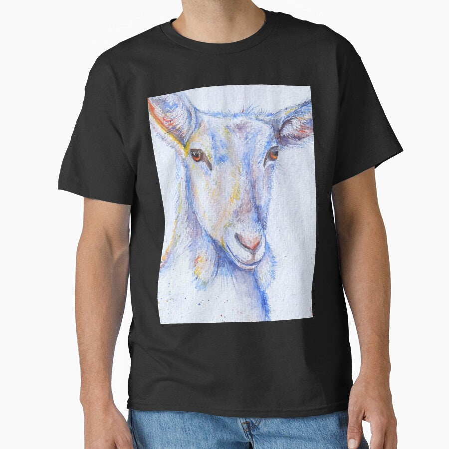 Watercolor goat painting by Stephanie  Skeem