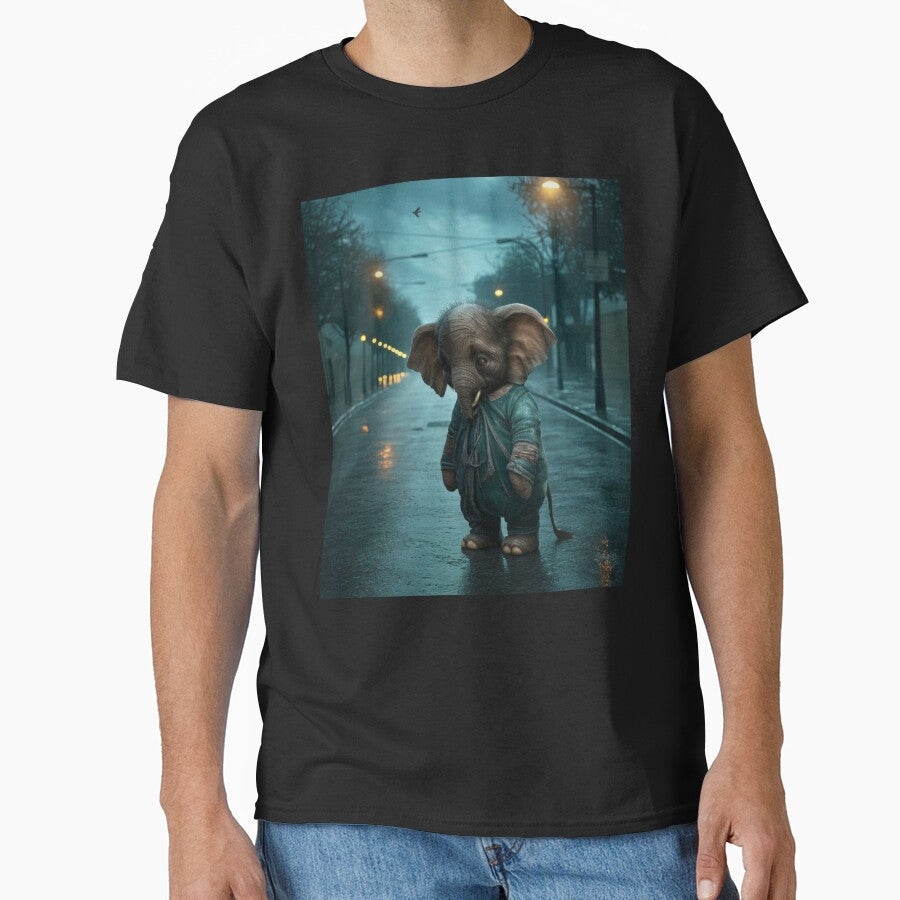 Elephant Portrait. sad elephant, raining street by ElephantVibes