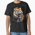 Growling Tiger With Sharp Teeth And Botanical Accents by DEC02