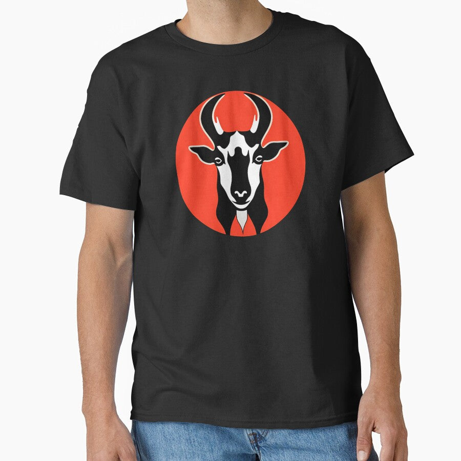 Abstract Goat in a Red Circle sticker design by Litheon