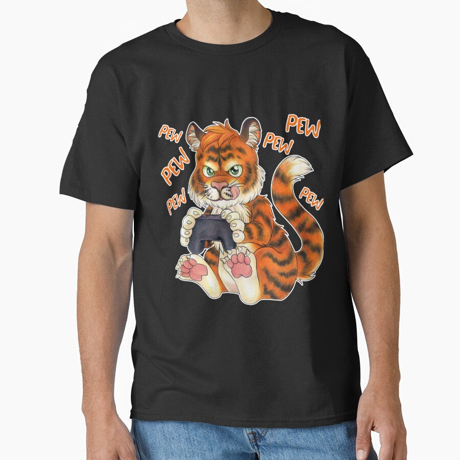 Funny gaming tiger gift gamer birthday by ZadzeneaArt