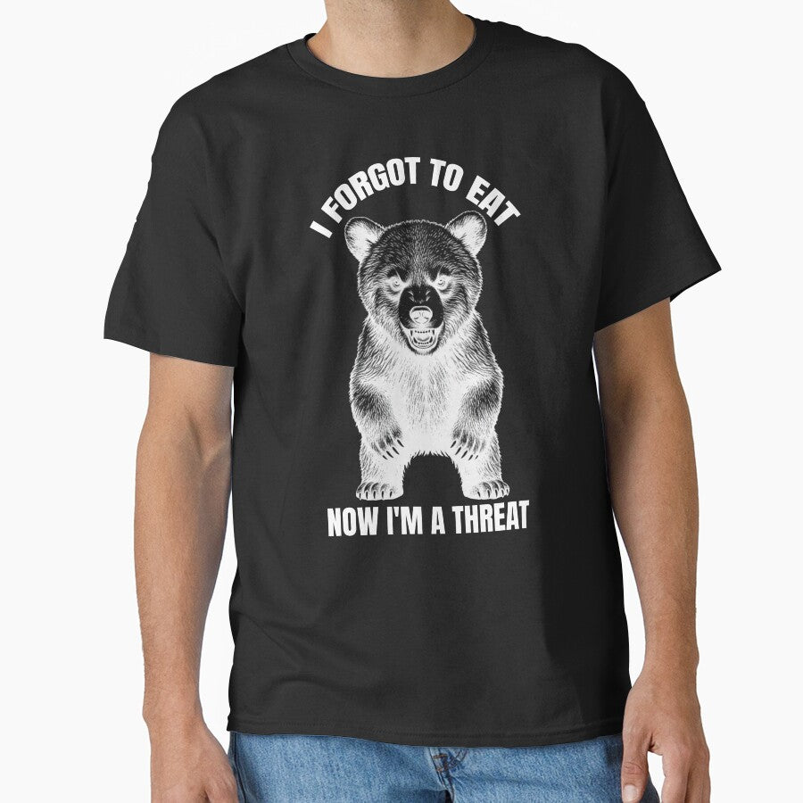 Hangry Bear - I Forgot To Eat And Now I Am A Threat | Funny Angry Bear Sticker T-Shirt by MuggyandMo
