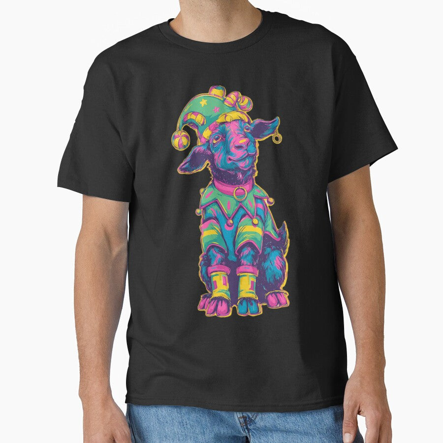 Vibrant Psychedelic Jester Goat - Colorful Trippy Rainbow Animal Art by DailySparks