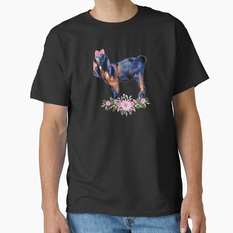 Cute baby goat, Nubian goat kid with pink accents by CritterCapers