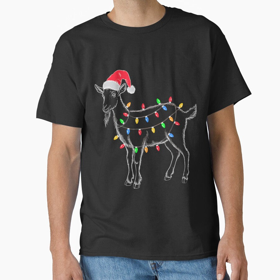 Goat Christmas Lights Santa Holiday Sketch by clarabersetart